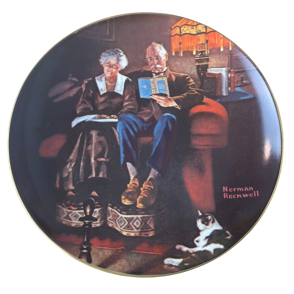 00441 - Norman Rockwell "Evenings Ease" Plate LTD ED Knowles China No‎ 18543s